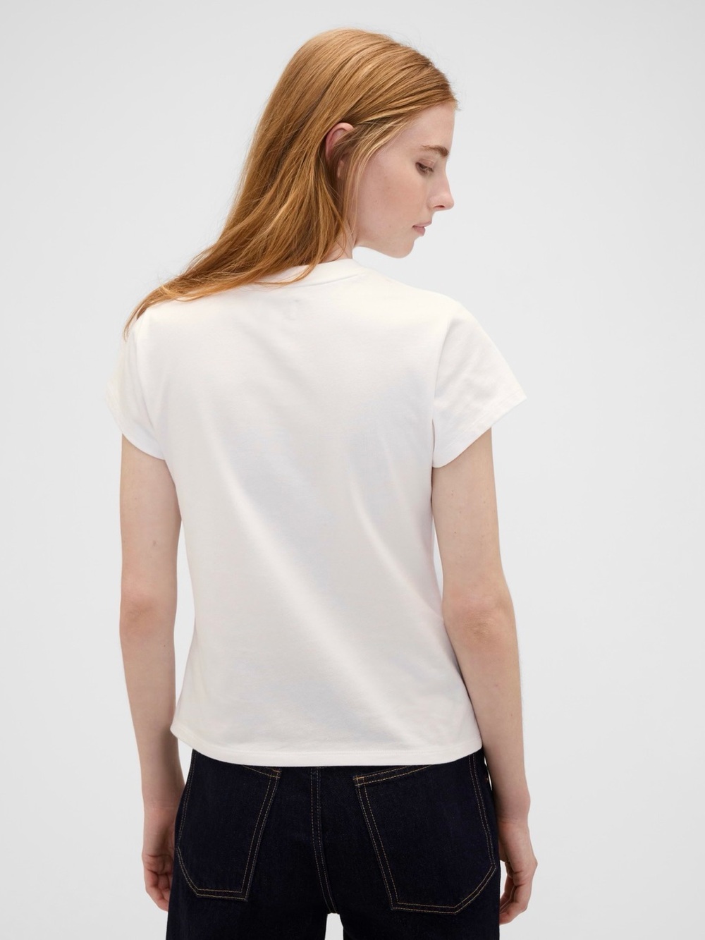 GAP x Victoria Beckham Women's White Logo Crewneck T-shirt - Picture 3 of 6